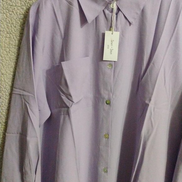 Sewn + Seen Lilac Long Sleeve Button Down Blouse NWT Size L - Picture 6 of 8